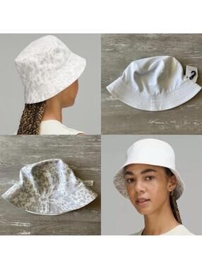 LULULEMON Both Ways Bucket Hat White Cheetah Camo Print S/M Reversible NWT